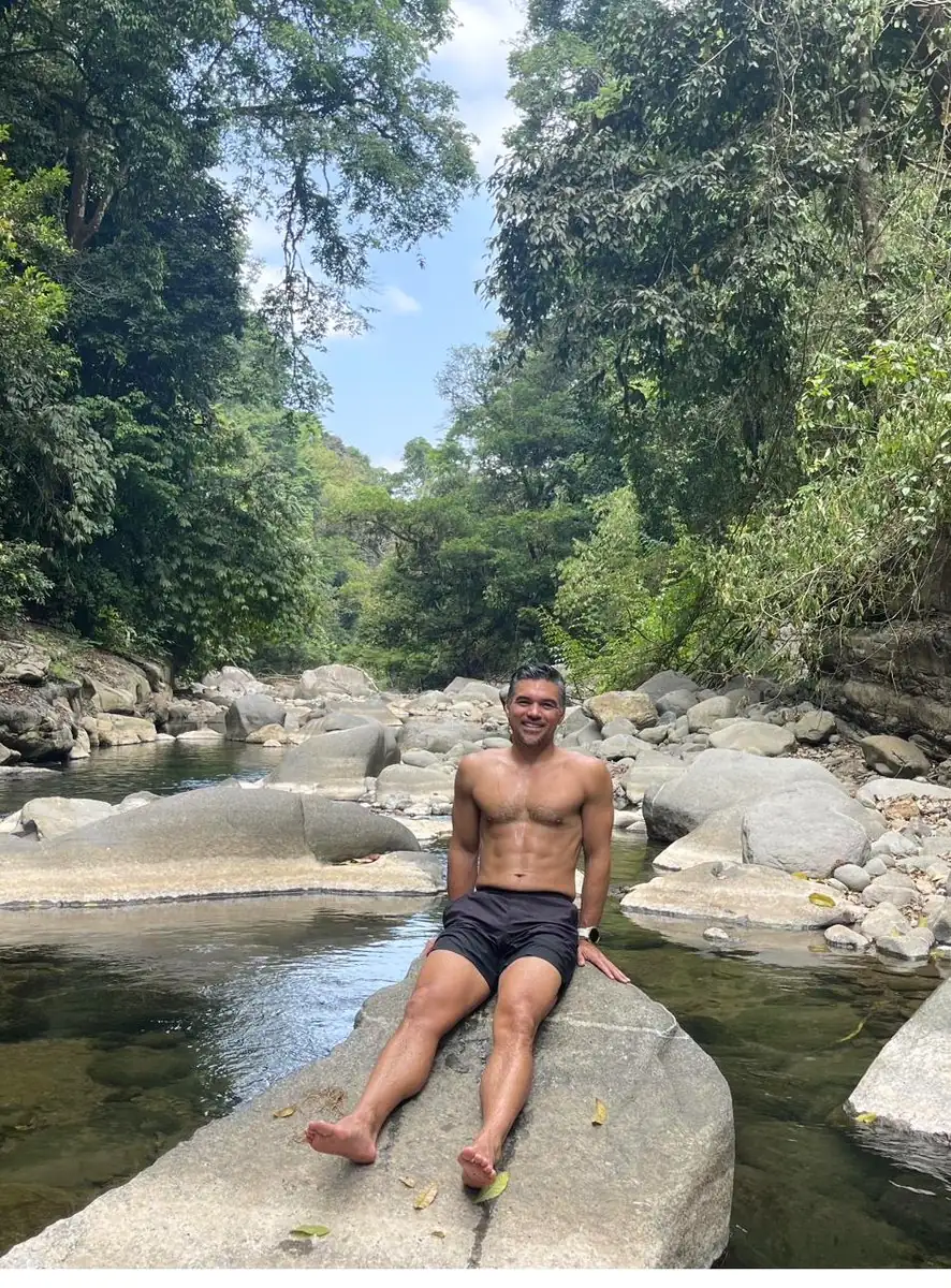 Mackie by the river pool