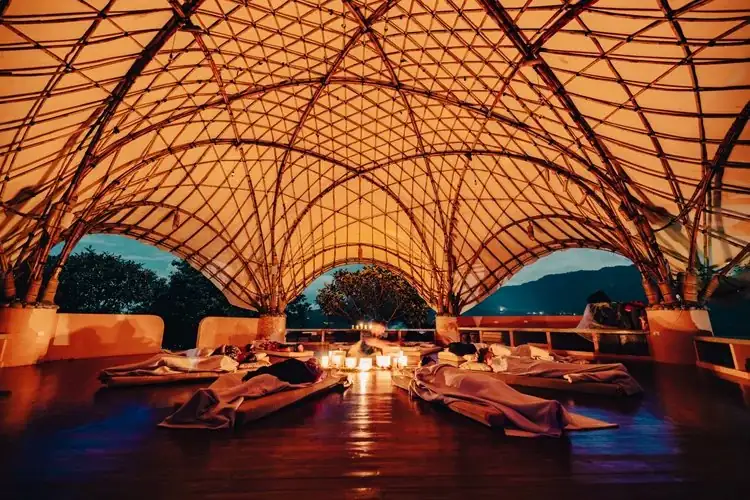 The Air Temple at night with candles