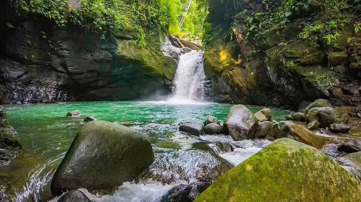 Natural waterfall and swimming pool